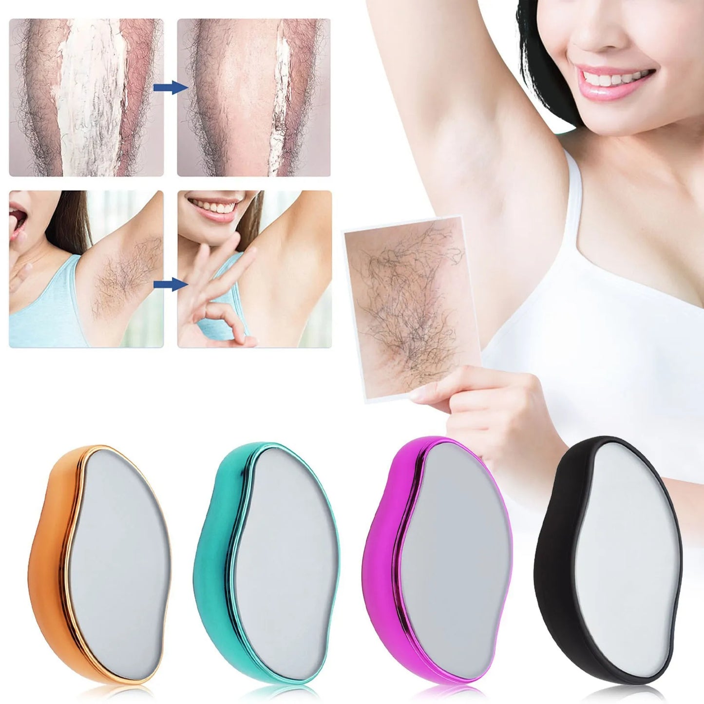 Crystal Hair Removal Eraser – Painless Glass Epilator, Easy-Clean & Reusable Depilation Tool for Smooth Skin