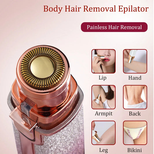 2 in 1 Rechargeable Epilator Electric Eyebrow Trimmer Mini Painless Razor Shaver Female Facial Hair Removal