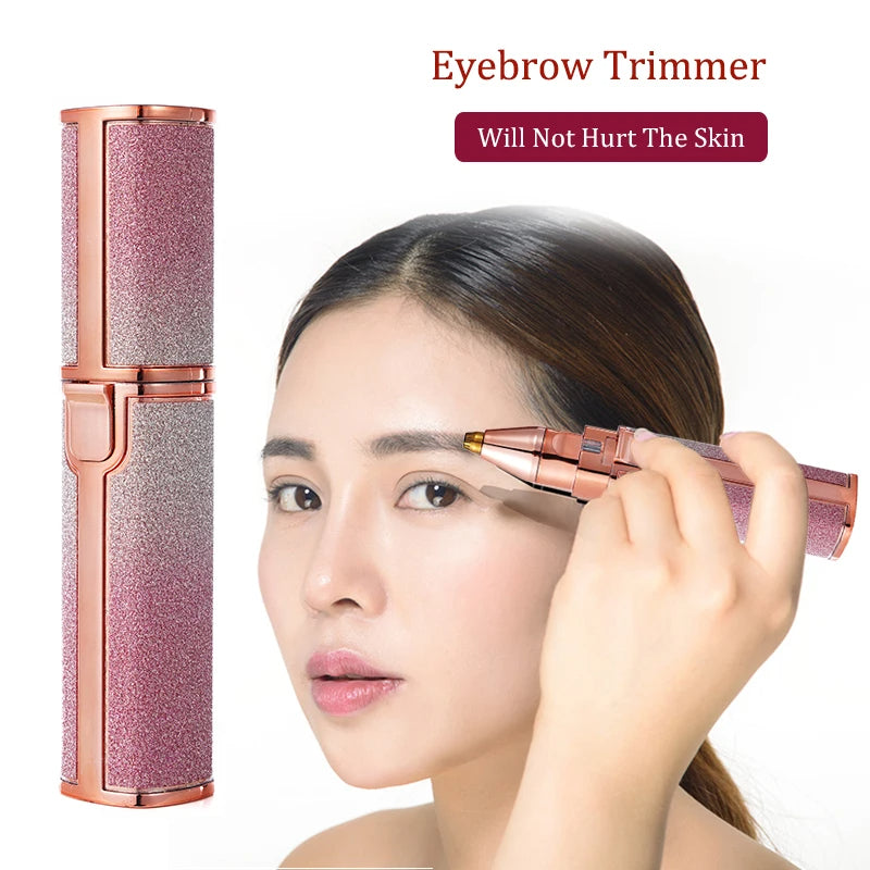 2 in 1 Rechargeable Epilator Electric Eyebrow Trimmer Mini Painless Razor Shaver Female Facial Hair Removal
