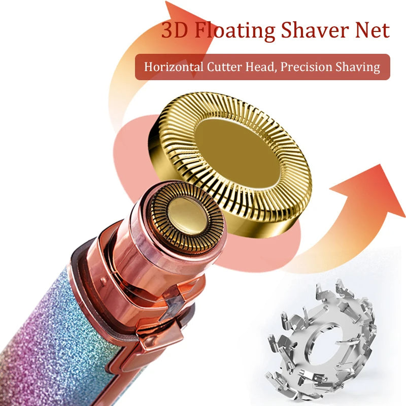 2 in 1 Rechargeable Epilator Electric Eyebrow Trimmer Mini Painless Razor Shaver Female Facial Hair Removal