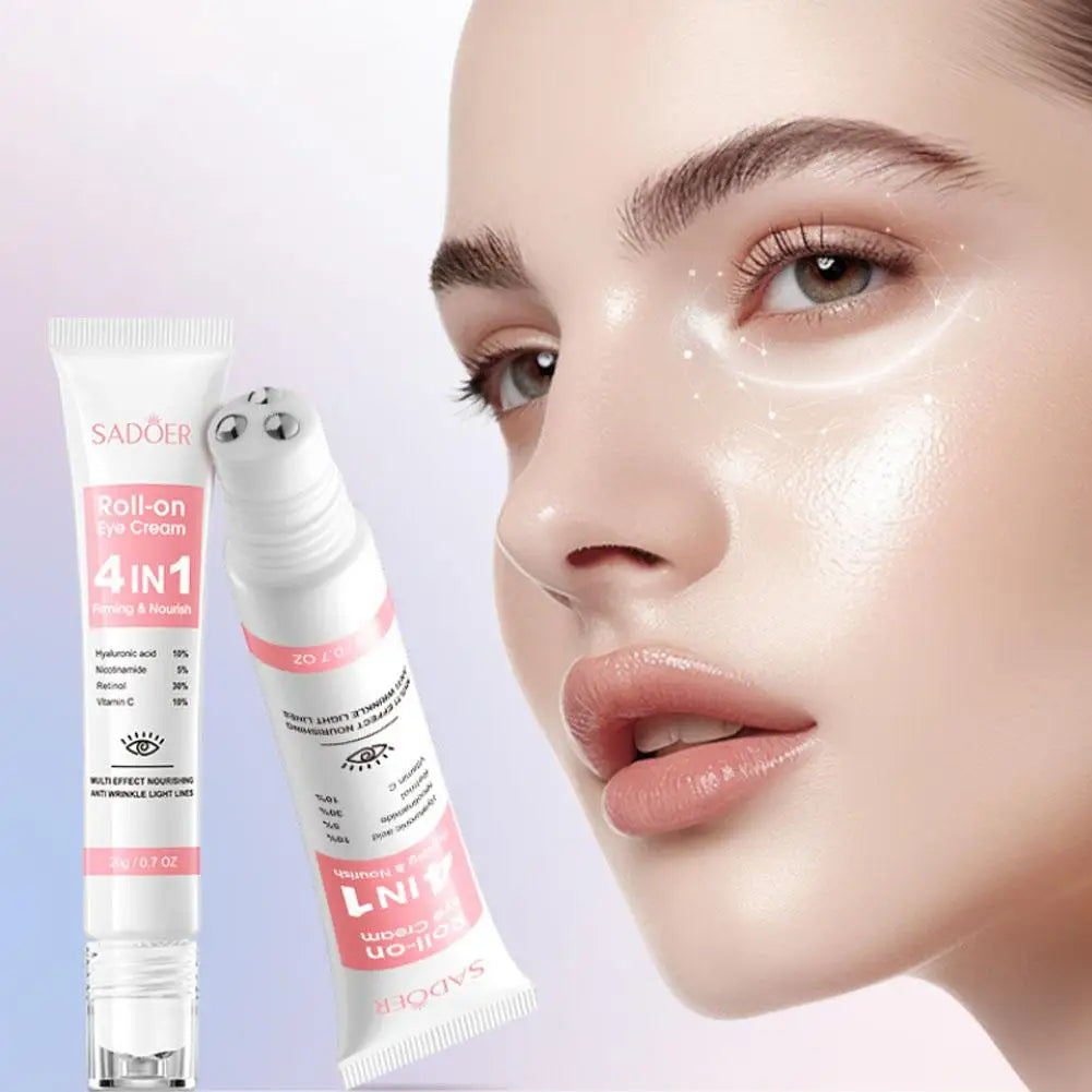 SADOER 4-in-1 Eye Roll-On Cream – Dark Circles, Puffiness, Wrinkles, Eye Bags & Hydrating Serum