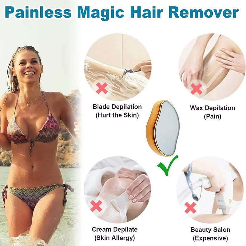 Crystal Hair Removal Eraser – Painless Glass Epilator, Easy-Clean & Reusable Depilation Tool for Smooth Skin