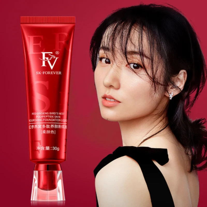 FV Red Diamond Polypeptide Foundation 30g – Long-Lasting, Oil-Control, Nourishing Liquid Concealer for Flawless Skin