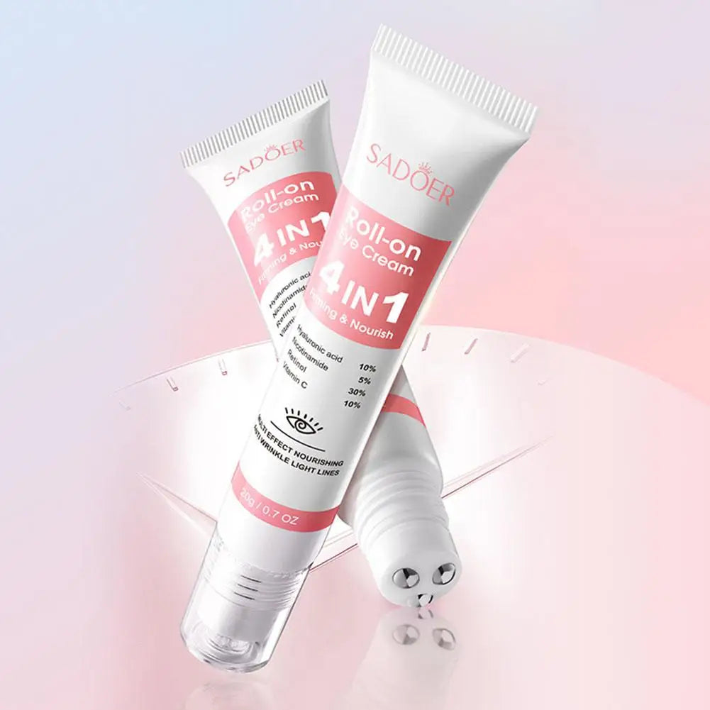 SADOER 4-in-1 Eye Roll-On Cream – Dark Circles, Puffiness, Wrinkles, Eye Bags & Hydrating Serum
