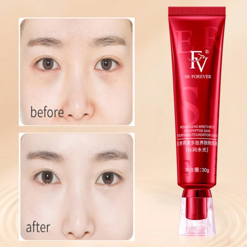 FV Red Diamond Polypeptide Foundation 30g – Long-Lasting, Oil-Control, Nourishing Liquid Concealer for Flawless Skin
