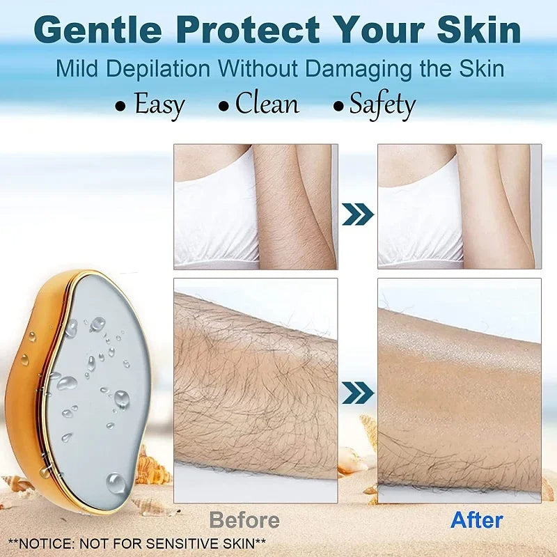Crystal Hair Removal Eraser – Painless Glass Epilator, Easy-Clean & Reusable Depilation Tool for Smooth Skin