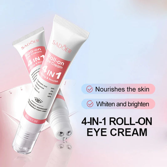 SADOER 4-in-1 Eye Roll-On Cream – Dark Circles, Puffiness, Wrinkles, Eye Bags & Hydrating Serum