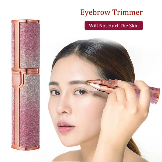2 in 1 Rechargeable Epilator Electric Eyebrow Trimmer Mini Painless Razor Shaver Female Facial Hair Removal