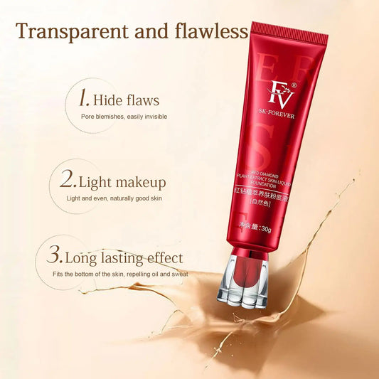 FV Red Diamond Polypeptide Foundation 30g – Long-Lasting, Oil-Control, Nourishing Liquid Concealer for Flawless Skin