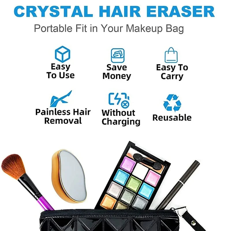 Crystal Hair Removal Eraser – Painless Glass Epilator, Easy-Clean & Reusable Depilation Tool for Smooth Skin